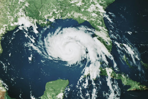 satellite image of a hurricane approaching florida