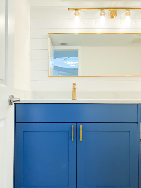 powder room new vanity with mirror